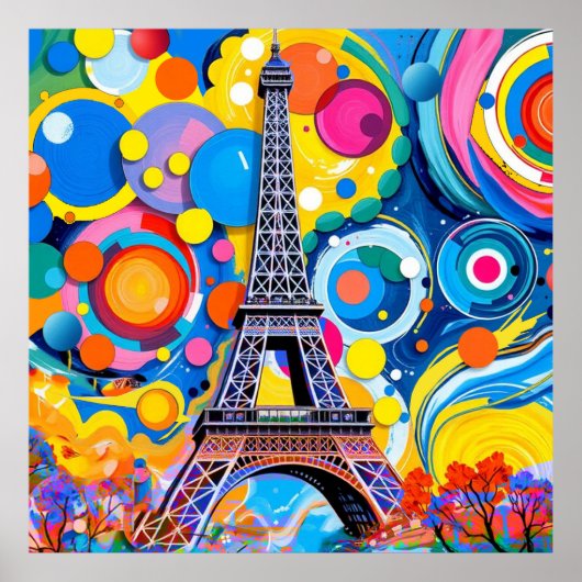 Eiffel Tower Pop Art ポスター (正面)