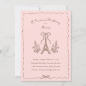 Eiffel Tower Ribbons Bow Parisian Birthday Party 招待状 (正面)