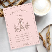 Eiffel Tower Ribbons Bow Parisian Birthday Party 招待状