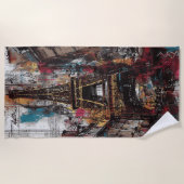 Eiffel Tower Street Art Paris Urban Graffiti  ビーチタオル (正面)