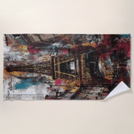 Eiffel Tower Street Art Paris Urban Graffiti  ビーチタオル