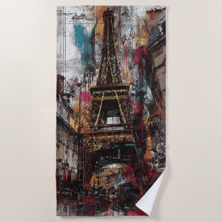 Eiffel Tower Street Art Paris Urban Graffiti  ビーチタオル