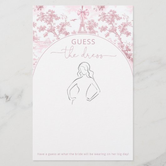 Eiffel tower Toile Guess the dress bridal game (正面)