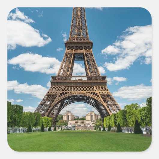 Eiffel Tower View from Champ de Mars Public Park スクエアシール (正面)