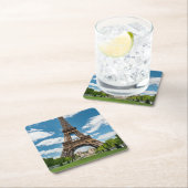 Eiffel Tower View from Champ de Mars Public Park スクエアペーパーコースター (インサイチュ)