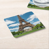 Eiffel Tower View from Champ de Mars Public Park スクエアペーパーコースター (アングル)