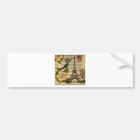 Eiffel Tower vintage Paris バンパーステッカー (正面)