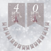 Eiffel Tower White Daisy Flowers Grey Birthday バンティングフラッグ