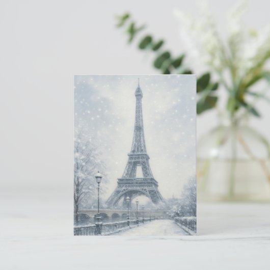 Eiffel Tower Winter Scene Paris ポストカード (スタンド正面)