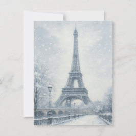Eiffel Tower Winter Scene Paris ポストカード