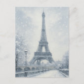 Eiffel Tower Winter Scene Paris ポストカード (正面)