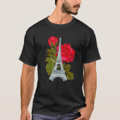 Eiffel Tower with Rose Love Paris Roses French Lov Tシャツ (正面)