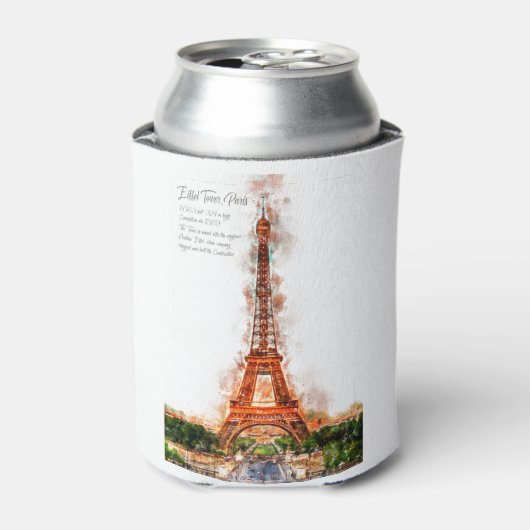 EiffelTower Aquarell 缶クーラー (缶正面)