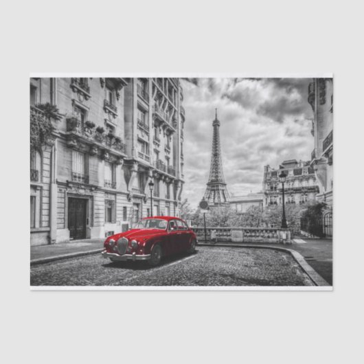 Eiffleタワーの黒、白および赤 薄葉紙 (正面)