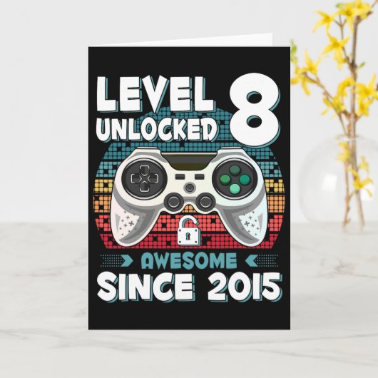 Eight 8yr Bday Son Boy Funny Gamer 8th 8 Year Old  カード (黄色い花)