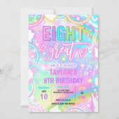 Eight Is 素晴らし Neon Glow 8th Birthdayパーティー 招待状 (正面)