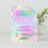 Eight Is 素晴らし Neon Glow 8th Birthdayパーティー 招待状 (スタンド正面)