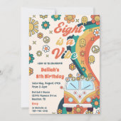 Eight Is A Vibeレトロフローラ8th誕生日パーティー 招待状 (正面)