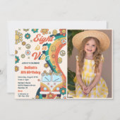 Eight Is A Vibeレトロフローラ8th誕生日パーティー 招待状 (正面)