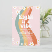 Eight is a Vibe グルービーダイジーレインボー 8歳の誕生日 招待状 (スタンド正面)