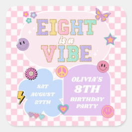 Eight Is A Vibe 名門私立校風の Patch 8th Birthday Party スクエアシール