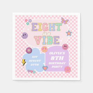 Eight Is A Vibe 名門私立校風の Patch 8th Birthday Party スタンダードカクテルナプキン