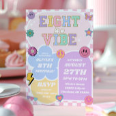 Eight Is A Vibe 名門私立校風の Patch 8th Birthday Party 招待状