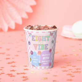 Eight Is A Vibe 名門私立校風の Patch 8th Birthday Party 紙コップ