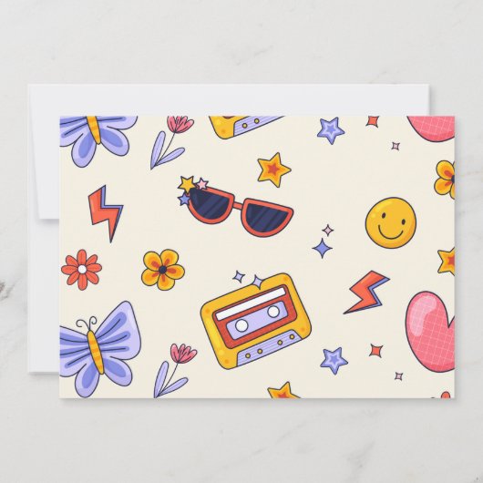 Eight Is A Vibe Groovy Hippie 8誕生日写真 招待状 (裏面)