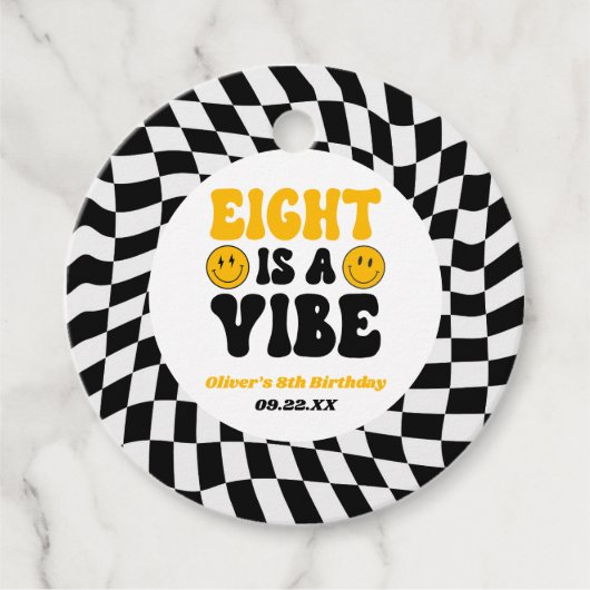 Eight Is A Vibe Retro Eighth 8th Birthday Party フェイバータグ (正面)