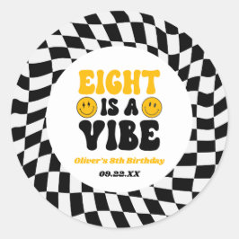 Eight Is A Vibe Retro Eighth 8th Birthday Party ラウンドシール