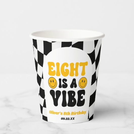 Eight Is A Vibe Retro Eighth 8th Birthday Party 紙コップ (裏面)