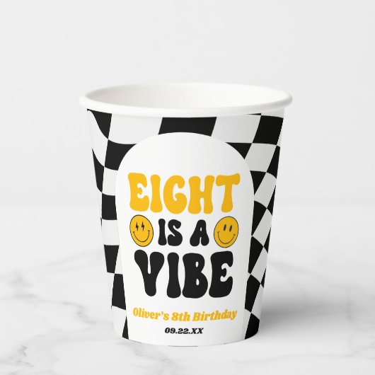 Eight Is A Vibe Retro Eighth 8th Birthday Party 紙コップ (正面)