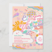 Eight Is A Vibe Sun Rainbow Disco 8th Birthday  招待状 (正面)