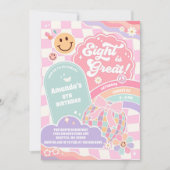 Eight Is Great Cloud Rainbow Disco 8th Birthday 招待状 (正面)