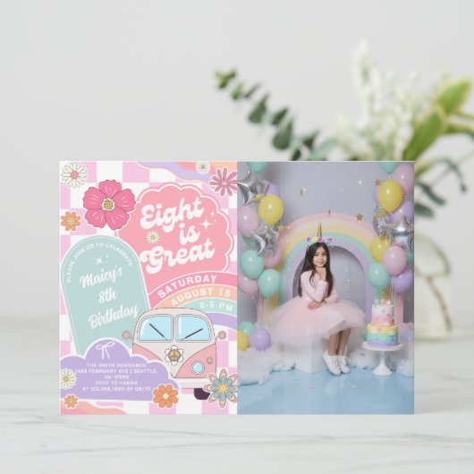 Eight is Great Rainbow Daisy Birthday 招待状 (スタンド正面)