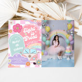  Eight is Great Rainbow Daisy Birthday 招待状