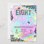 Eight Is Great Rainbow Leopard Print 8th Birthday 招待状 (正面)