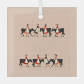 Eight Maids A Milking Cut-Out Stencil-Style 4 ガラスオーナメント (正面)