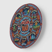 Eight State Route 66 Centennial Neon ラージ壁時計 (傾斜)