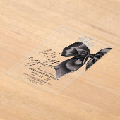Eighteen Black Bow 18th Birthday Invitation アクリル招待状 (レイダウン)
