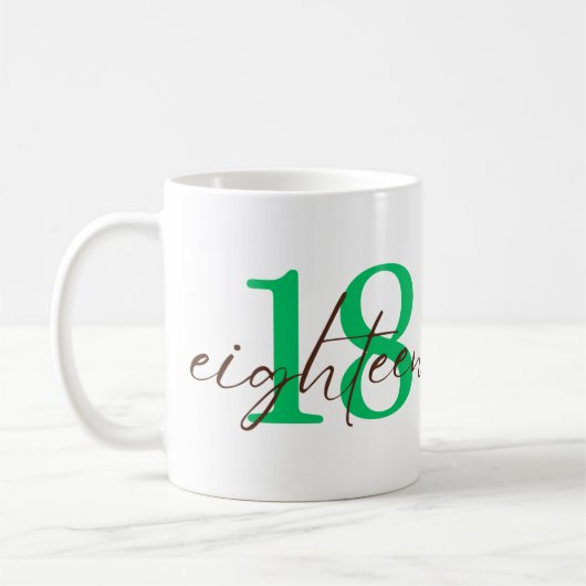 Eighteenth 18 Year Anniversary Personalization コーヒーマグカップ (左)