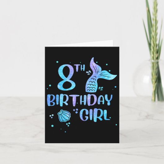 Eighth Birthday Girl Mermaid 8th Toddlers Back To  カード (正面)