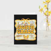 Eighth Grade Back To School Kids Girls Bow 8th Gra カード (黄色い花)