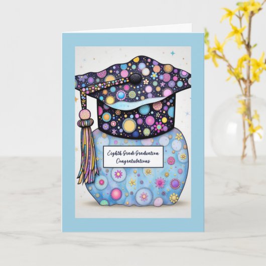 Eighth Grade Graduation Mostly Blue カード (黄色い花)