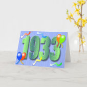 Eightieth誕生日1933のカード カード (黄色い花)