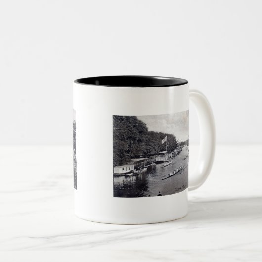 Eightsの乗組員のロウイング、オックスフォードイギリスのヴィンテージ ツートーンマグカップ (正面右)