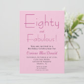 Eighty and Fabulous Blush Pink 80th Birthday 招待状 (スタンド正面)