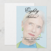 Eighty and Fabulous Photo 80th Birthday Party 招待状 (正面/裏面)