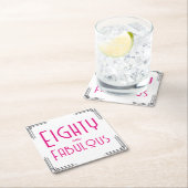 Eighty and Fabulous Pink Art Deco 80th Birthday スクエアペーパーコースター (インサイチュ)